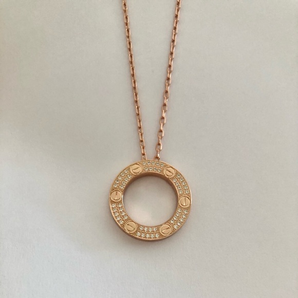 Screw Pavé Rose Gold Pendant Necklace - Picture 3 of 10